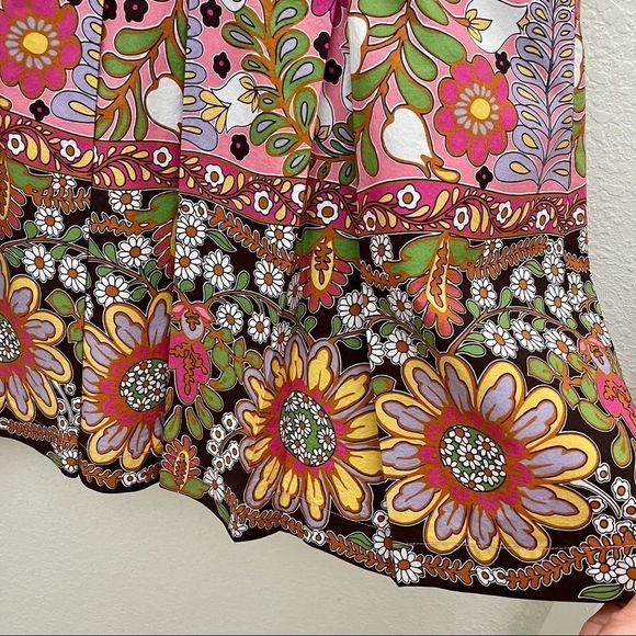 CAbi Ashbury A-line Pleated Mixed Media Floral Print Cotton Skirt, Size 4 - Picture 3 of 9